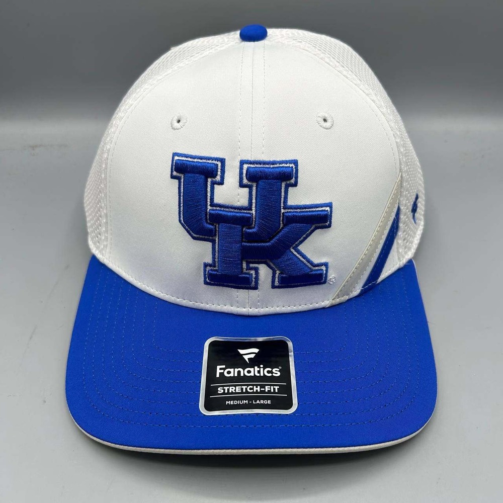 Kentucky Wildcats NCAA Hat Men M-L Blue White Fanatics Stretch Fitted Cap New